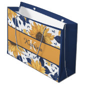 Monogrammed Sunflower Gift Bag Groot Cadeauzakje (Voorkant Gekanteld)