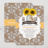 Monogrammed Sunflower Mason Jar Vrijgezellenfeest Kaart (Voorkant / Achterkant)