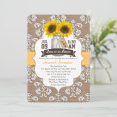 Monogrammed Sunflower Mason Jar Vrijgezellenfeest Kaart (Staand voorkant)