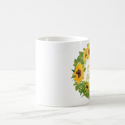 Monogrammed Sunflower Pattern Decorative Koffiemok (Center)
