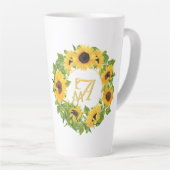 Monogrammed Sunflower Pattern Decorative Latte Mok (Rechterhoek)