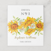 Monogrammed Sunflower Place Card Plaatskaartje (Buitenkant ongevouwen)