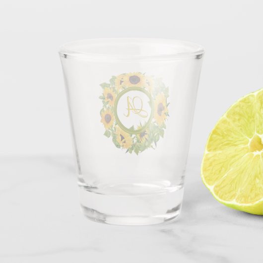 Monogrammed Sunflower Shot Glas (Achterkant)