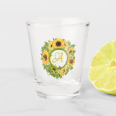Monogrammed Sunflower Shot Glas (Voorkant)