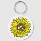 Monogrammed Sunflower Sleutelhanger (Voorkant)