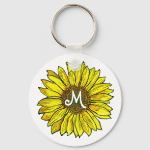 Monogrammed Sunflower Sleutelhanger