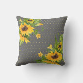 Monogrammed Sunflower Yellow Grey Decor Kussen (Achterkant)