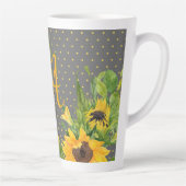Monogrammed Sunflower Yellow Grey Decor Latte Mok (Rechts)