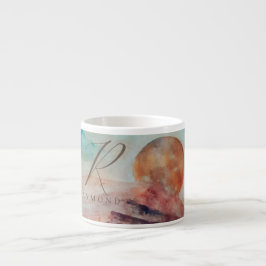 Monogrammed Sunny Clouds and Desert Landscape Espresso Kop