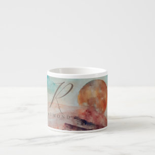 Monogrammed Sunny Clouds and Desert Landscape Espresso Kop