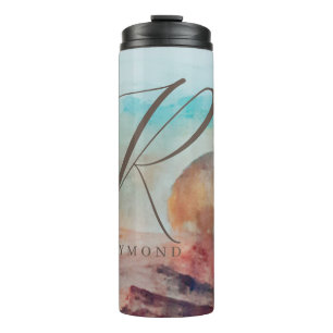 Monogrammed Sunny Clouds and Desert Landscape Thermosbeker