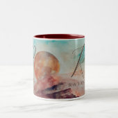 Monogrammed Sunny Clouds and Desert Landscape Tweekleurige Koffiemok (Center)