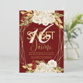 Monogrammed Sweet 16 Ivory Florals Wine Kaart (Staand voorkant)