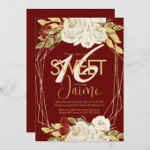 Monogrammed Sweet 16 Ivory Florals Wine Kaart (Voorkant / Achterkant)