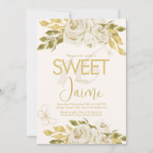 Monogrammed Sweet 16 Ivory Roos Pink Florals Kaart (Voorkant)