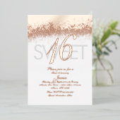 Monogrammed Sweet Sixteen Gold geperst glitter Folie Uitnodiging (Staand Voorkant)