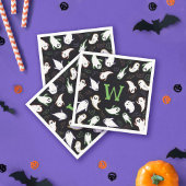 Monogrammed Swooping Ghosts & Bats Halloween Party Servet