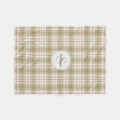 Monogrammed Tan en Rood Plaid Rustiek Patroon Geze Fleece Deken (Voorkant (Horizontaal))