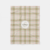 Monogrammed Tan en Rood Plaid Rustiek Patroon Geze Fleece Deken (Voorkant)