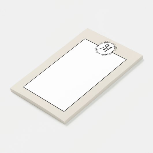 Monogrammed tan, wit met zwarte poot post-it® notes (Schuin)