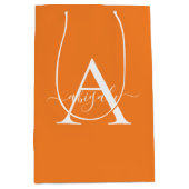 Monogrammed Tangerine Oranje | Minimale legant Medium Cadeauzakje (Voorkant)
