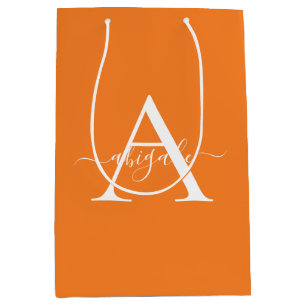Monogrammed Tangerine Oranje   Minimale legant Medium Cadeauzakje