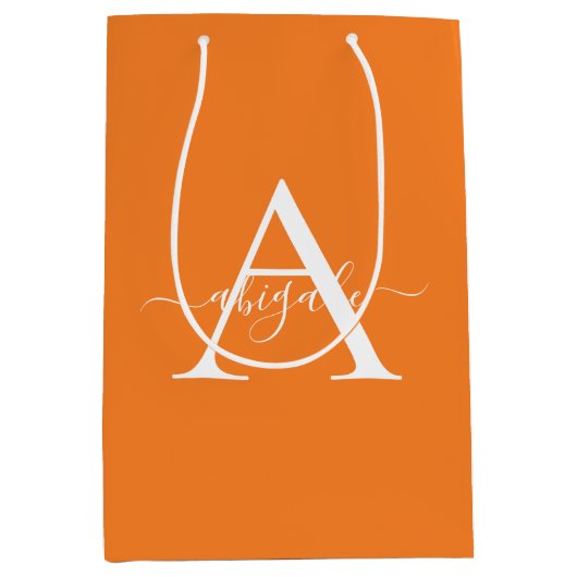 Monogrammed Tangerine Oranje | Minimale legant Medium Cadeauzakje (Voorkant)