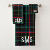 Monogrammed Tartan Plaid Bad Handdoek (Insitu)