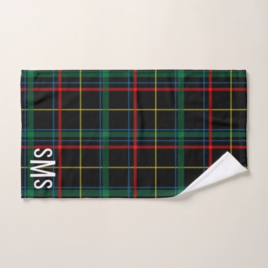 Monogrammed Tartan Plaid Bad Handdoek (Handdoek)
