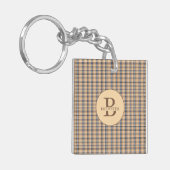 Monogrammed Tartan Plaid familienaam Sleutelhanger (Voorkant Links)