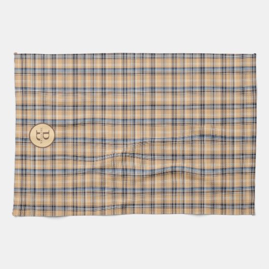 Monogrammed Tartan Plaid familienaam Theedoek (Horizontaal)