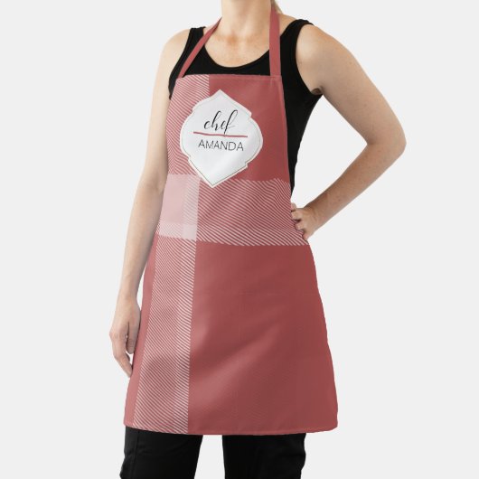 Monogrammed Tartan Red Bourgogne Schort (Insitu)