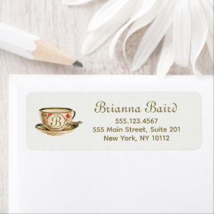 Monogrammed Tea Cup Retour Adres Label
