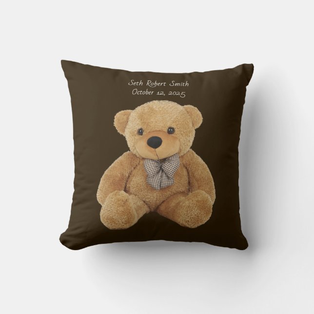 Monogrammed teddy bear reversible throw Pillow Kussen (Voorkant)