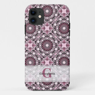 Monogrammed Tegel Dusky Roos Cherry Blossom Mandal Case-Mate iPhone Case