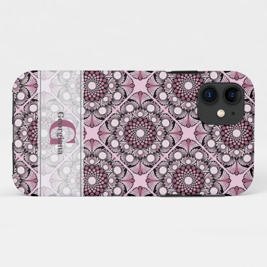 Monogrammed Tegel Dusky Roos Cherry Blossom Mandal Case-Mate iPhone Case (Achterkant (horizontaal))