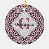 Monogrammed Tegel Dusky Roos Cherry Blossom Mandal Keramisch Ornament (Voorkant)