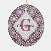 Monogrammed Tegel Dusky Roos Cherry Blossom Mandal Keramisch Ornament (Links)