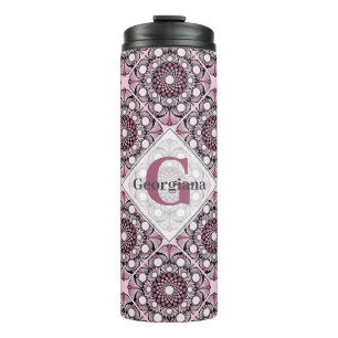 Monogrammed Tegel Dusky Roos Cherry Blossom Mandal Thermosbeker