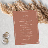 Monogrammed Terracotta Wedding Kaart