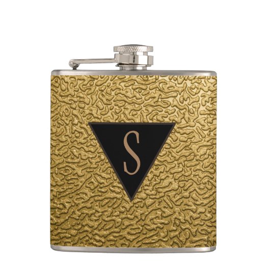 Monogrammed Textured Gold Heupfles (Voorkant)