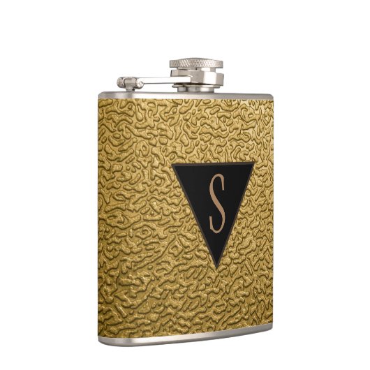 Monogrammed Textured Gold Heupfles (Rechts)