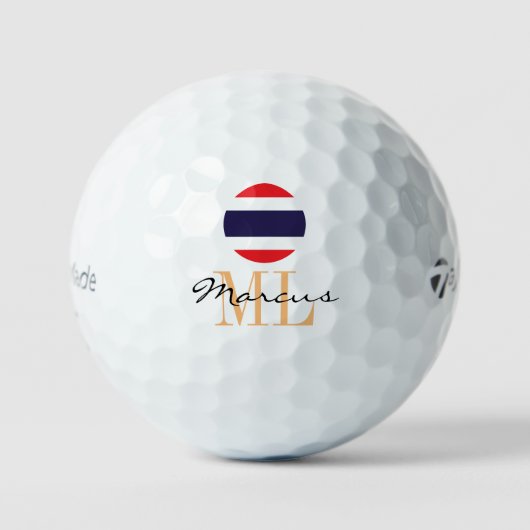 Monogrammed Thai Flag & Thailand Golf Balls Golfballen (Voorkant)