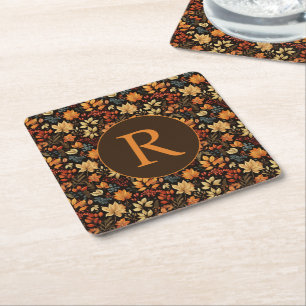 Monogrammed  thema Autumn Foliage Pattern Kartonnen Onderzetters