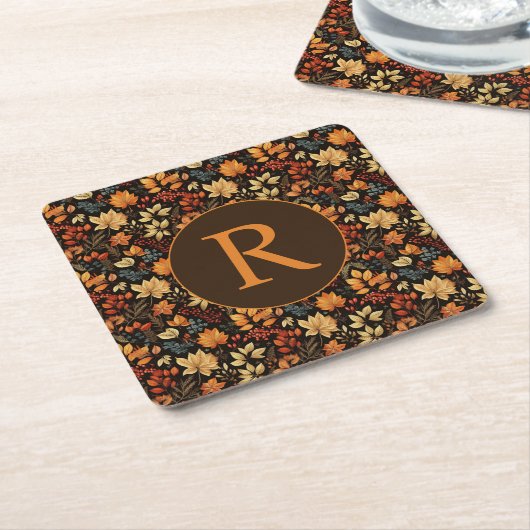 Monogrammed  thema Autumn Foliage Pattern Kartonnen Onderzetters (Schuin)