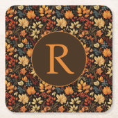 Monogrammed  thema Autumn Foliage Pattern Kartonnen Onderzetters (Voorkant)