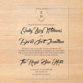 Monogrammed tijdloze acryl bruiloft uitnodiging (Voorkant)