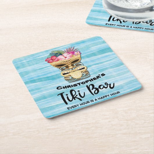 Monogrammed Tiki Bar Party Kartonnen Onderzetters (Schuin)