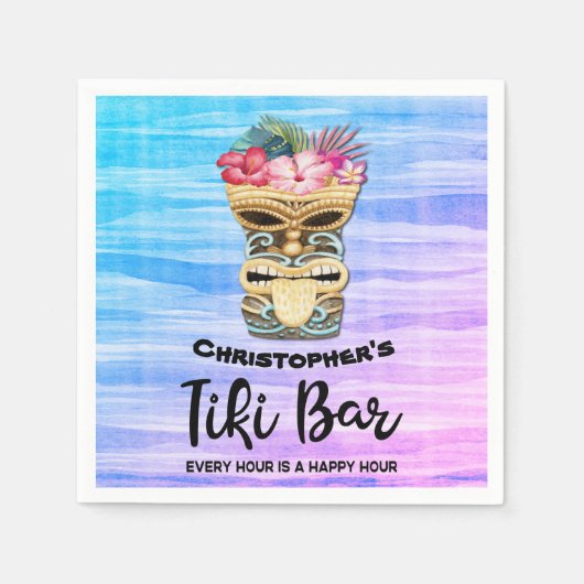 Monogrammed Tiki Bar Party servetten (Voorkant)