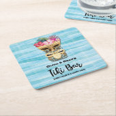 Monogrammed Tiki Bar Party Wedding Verloving Kartonnen Onderzetters (Schuin)